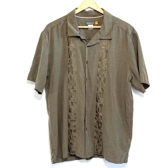 Quiksilver Men SILK Embroidery Button Down Shirt Size L - Picture 1 of 9